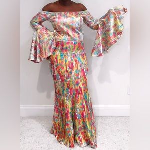 Handmade Poly Print Two Piece Mermaid Skirt Dress Set